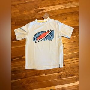 Patagonia Light Blue Surf Tee with Red Graphic